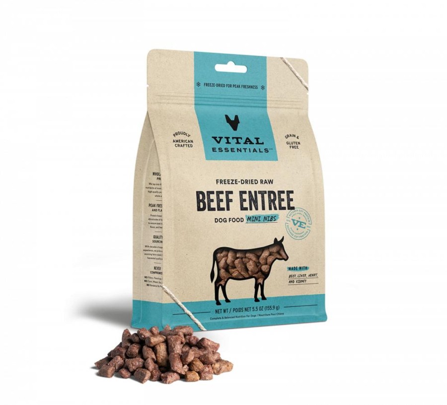 Dog Vital Essentials | Vital Essentials Freeze Dried Grain Free Beef Mini Nibs Entree For Dogs Food