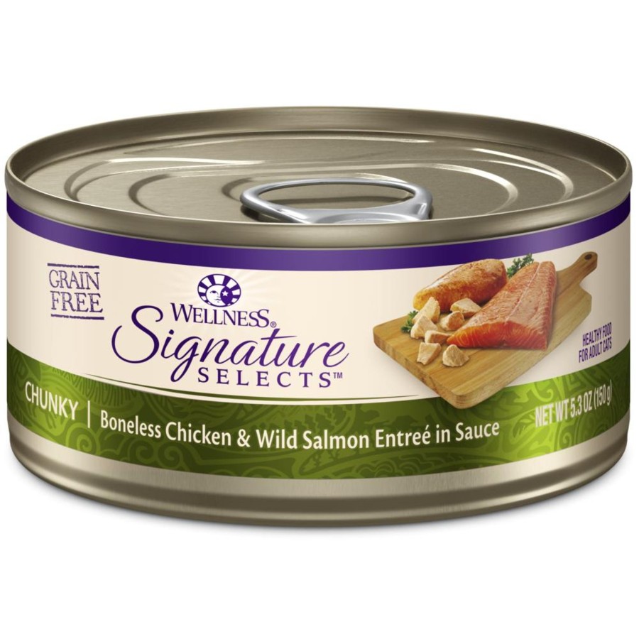 Cat Wellness Wet Food | Wellness Signature Selects Grain Free Natural White Meat Chicken And Wild Salmon Entree In Sauce Wet Canned Cat Food