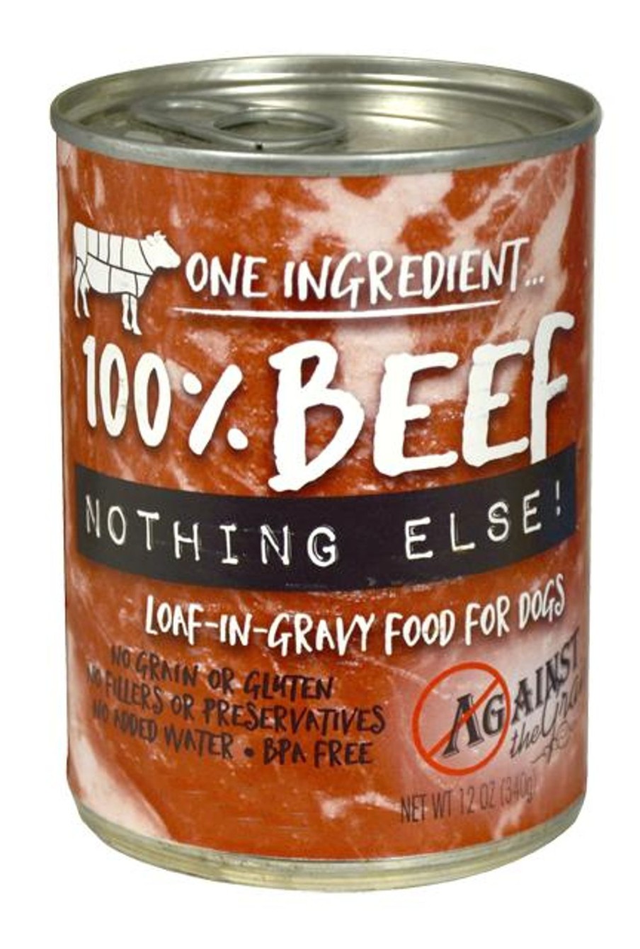 Dog Against the Grain Wet Food | Against The Grain Nothing Else Grain Free One Ingredient 100% Beef Canned Dog Food