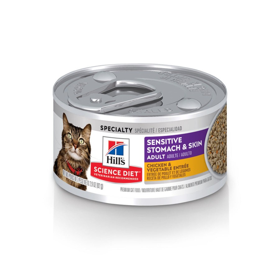 Cat Hill's Science Diet Wet Food | Hill'S Science Diet Adult Sensitive Stomach & Skin Chicken & Vegetable Entree Canned Cat Food