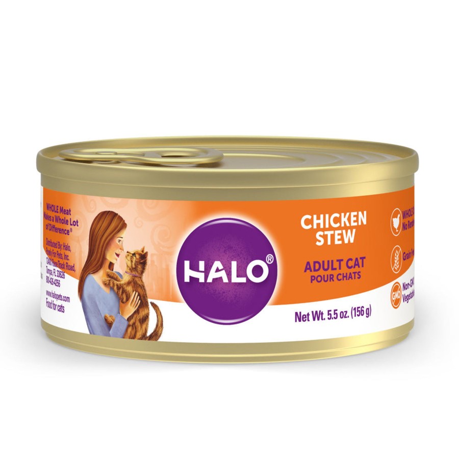 Cat Halo Wet Food | Halo Holistic Grain Free Adult Chicken Stew Canned Cat Food