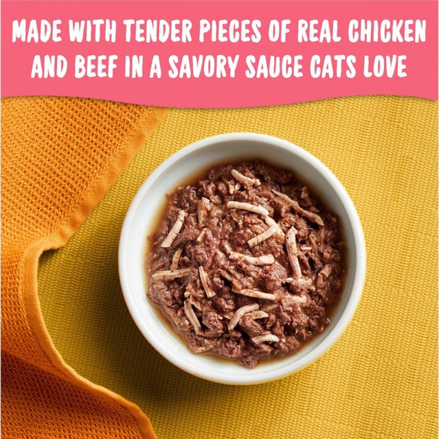 Cat Meow Mix Wet Food | Meow Mix Tender Favorites Real Chicken And Beef In Gravy Cat Food Cups