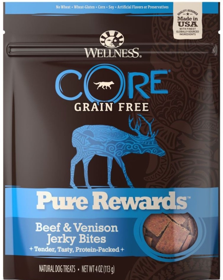 Dog Wellness | Wellness Core Natural Grain Free Pure Rewards Beef And Venison Recipe Jerky Bites Dog Treats