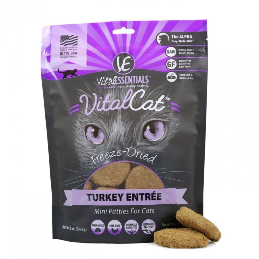 Dog Vital Essentials Freeze Dried | Vital Essentials Freeze Dried Grain Free Turkey Mini Patties Limited Ingredient Entree For Cats