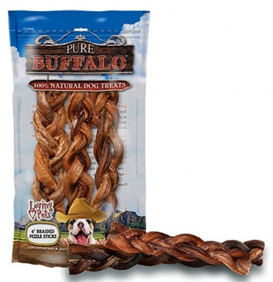 Dog Loving Pets | Pure Buffalo Braided Bully Sticks Dog Treats