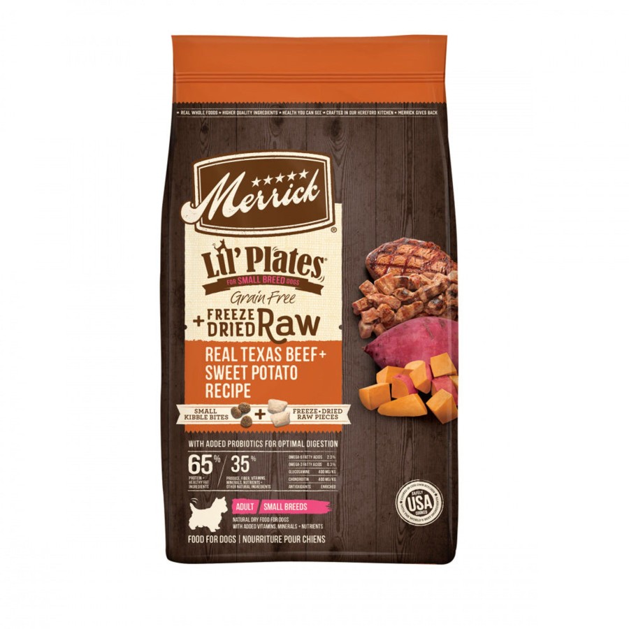 Dog Merrick | Merrick Lil Plates Small Breed Dog Food Grain Free Real Texas Beef & Sweet Potato With Raw Bites Recipe Small Dog Food