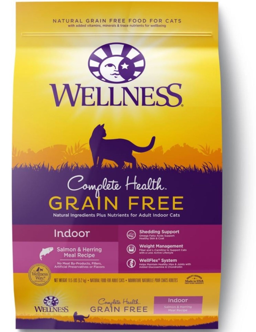 Cat Wellness Dry Food | Wellness Complete Health Natural Indoor Adult Grain Free Salmon And Herring Dry Cat Food