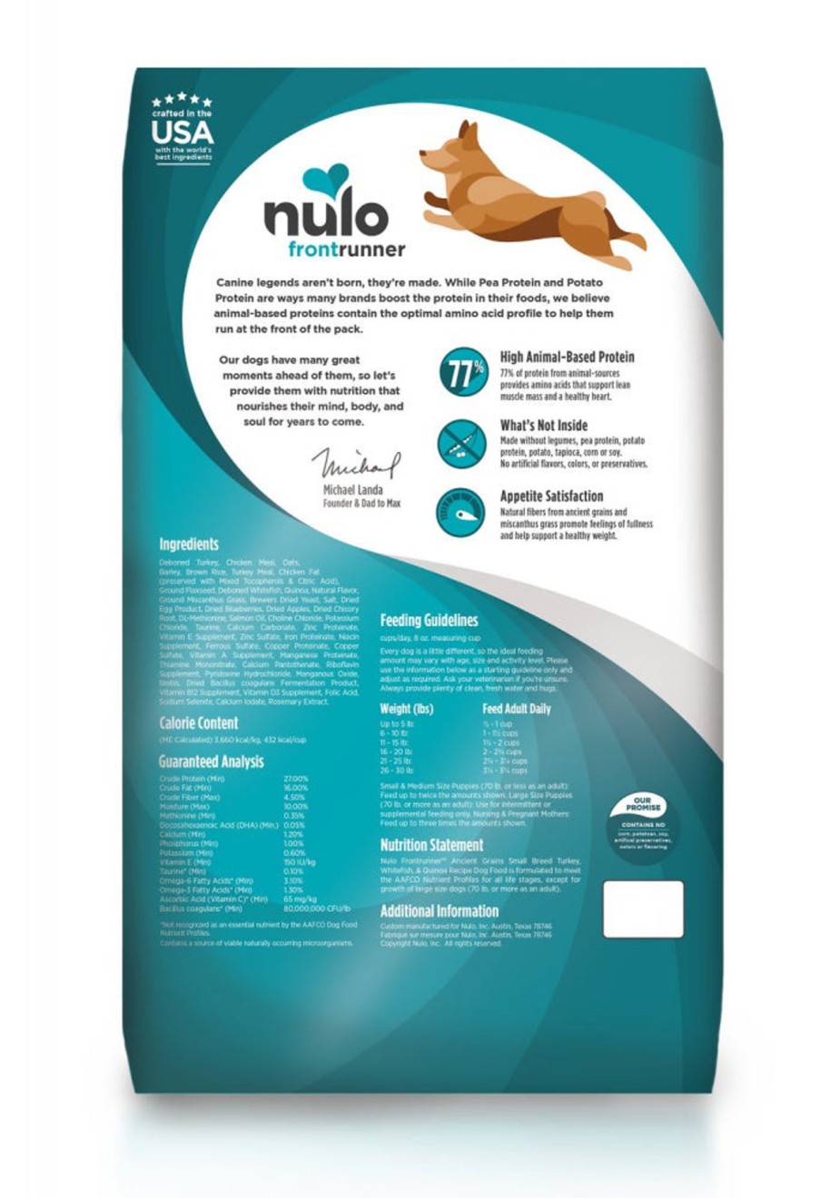 Dog Nulo Dry Food | Nulo Frontrunner Turkey, Whitefish & Quinoa Dry Dog Food