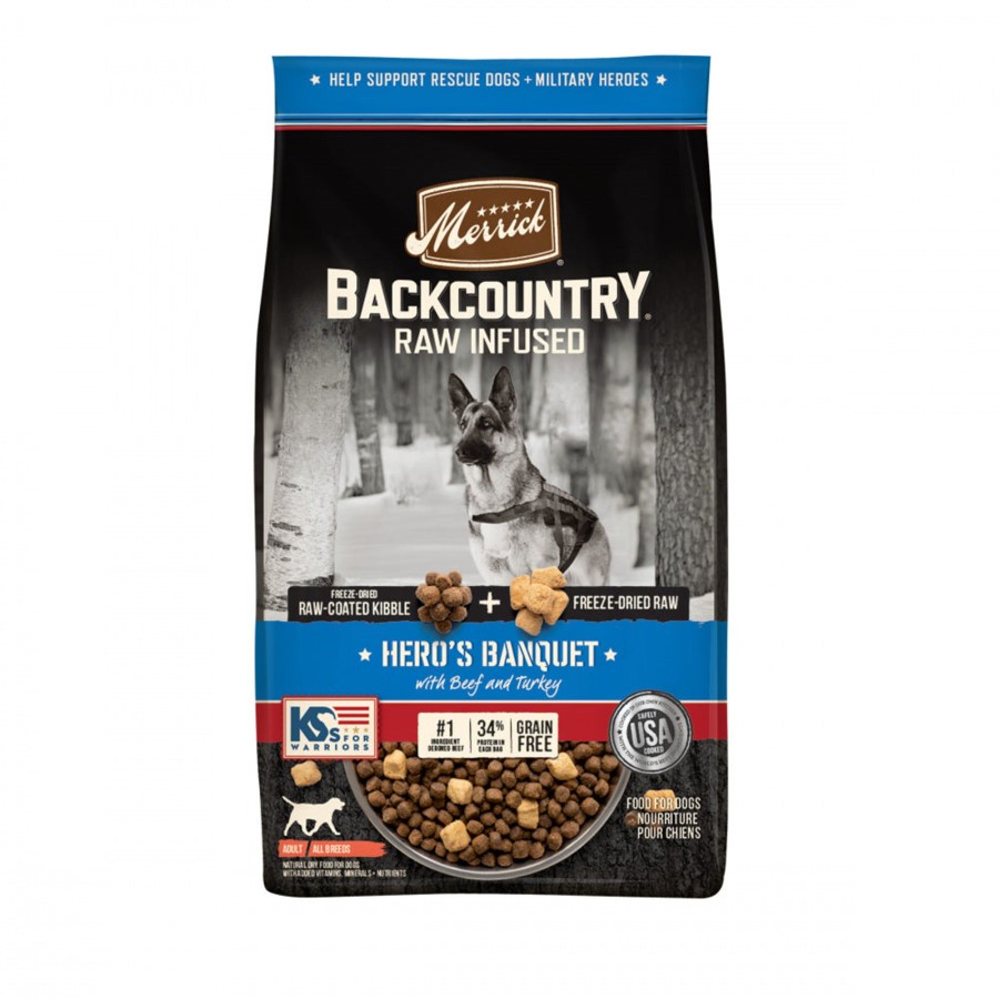 Dog Merrick | Merrick Backcountry Grain Free Dry Adult Dog Food, Kibble With Freeze Dried Raw Pieces Heros Banquet Recipe