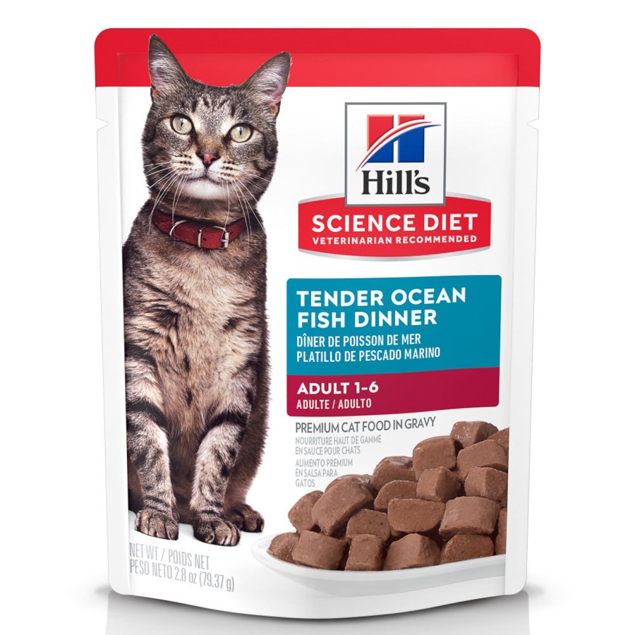 Cat Hill's Science Diet Wet Food | Hill'S Science Diet Adult Tender Ocean Fish Dinner Wet Cat Food Pouches