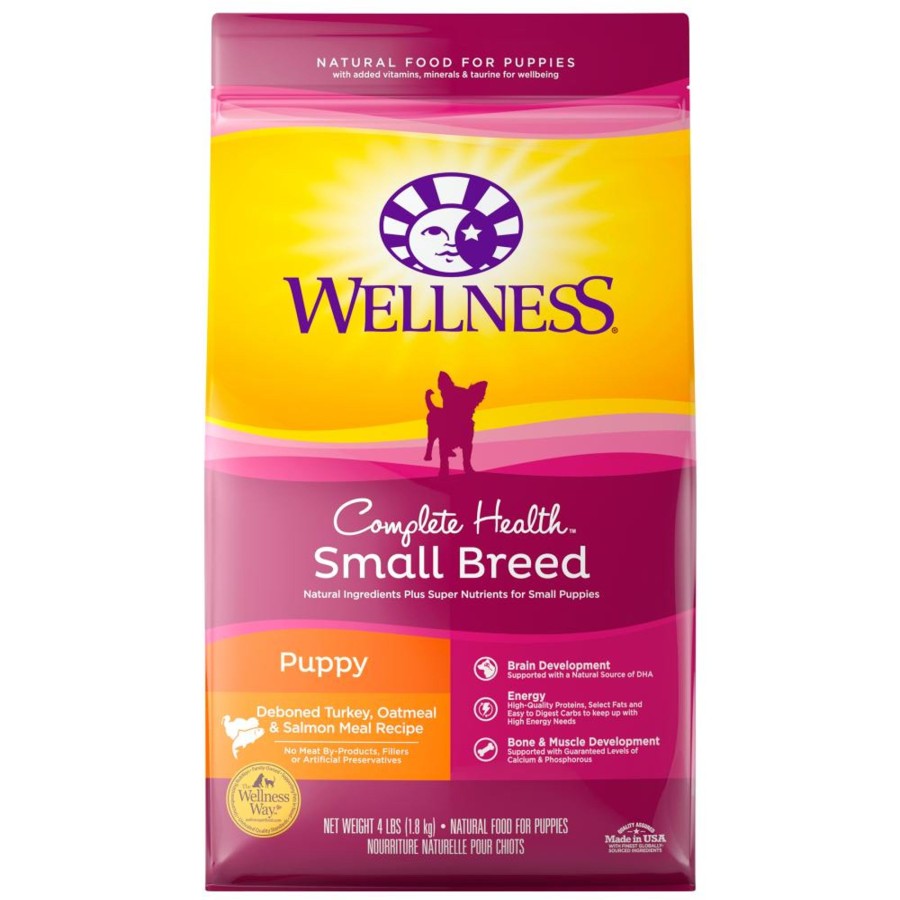 Dog Wellness Dry Food | Wellness Complete Health Natural Small Breed Puppy Healthy Weight Turkey, Oatmeal And Salmon Meal Recipe Dry Dog Food