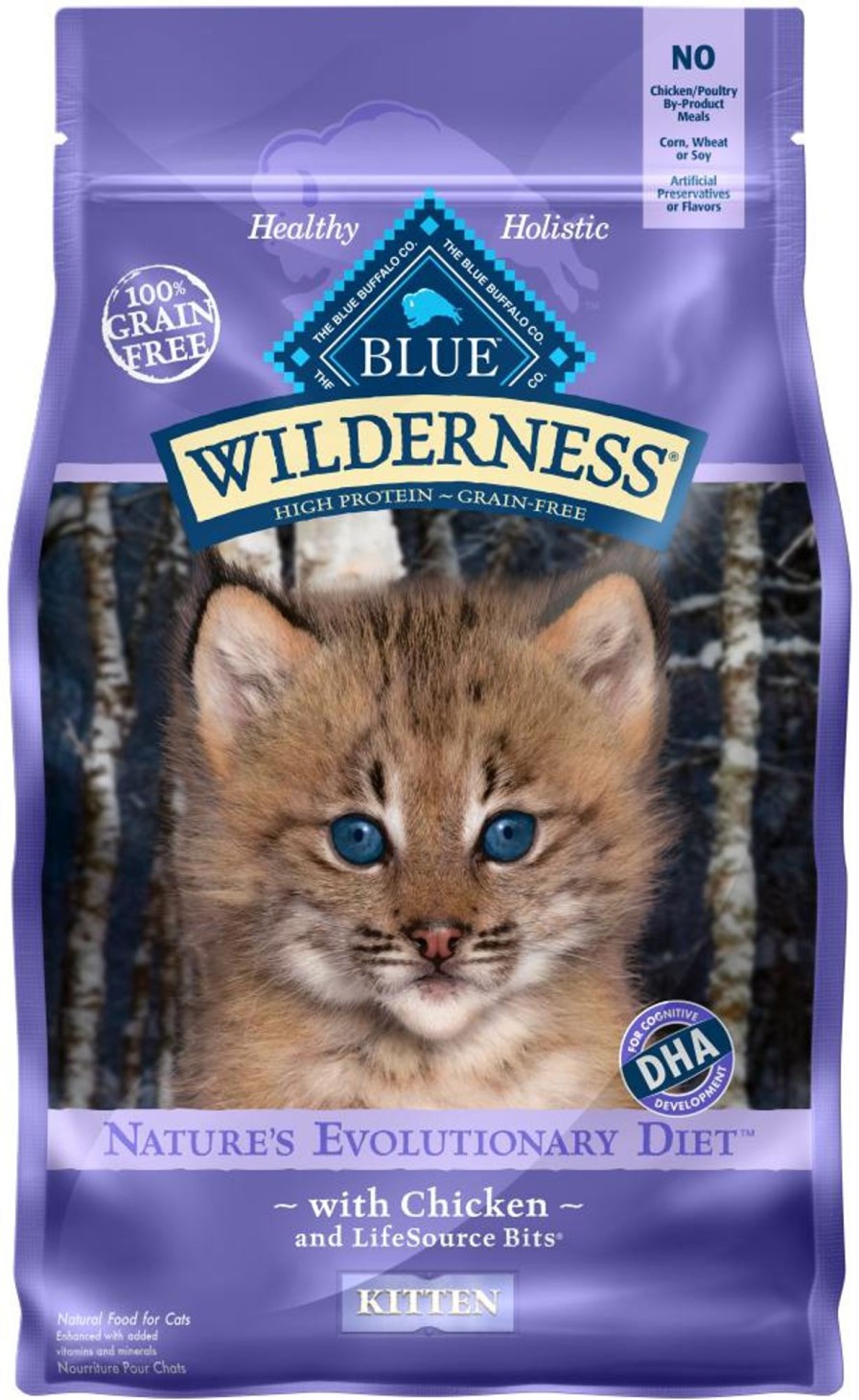 Cat Blue Buffalo Dry Food | Blue Buffalo Wilderness Kitten High-Protein Grain-Free Chicken Recipe Dry Cat Food