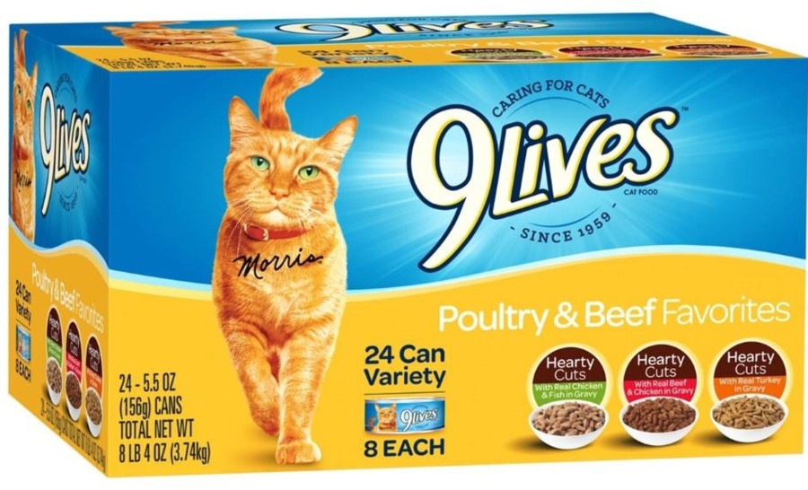 Cat 9 Lives Wet Food | 9 Lives Poultry And Beef Favorites Variety Pack Canned Cat Food