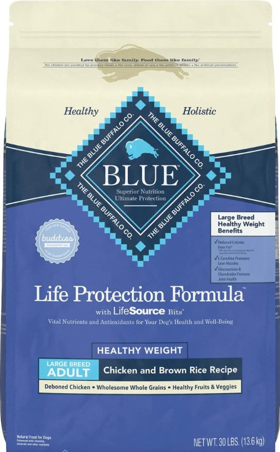 Dog Blue Buffalo Dry Food | Blue Buffalo Life Protection Formula Healthy Weight Large Breed Adult Chicken & Brown Rice Recipe Dry Dog Food