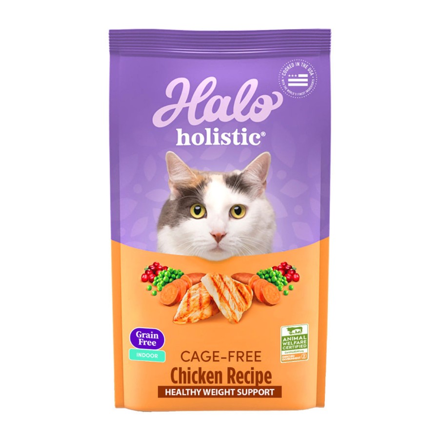 Cat Halo Dry Food | Halo Indoor Grain Free Holistic Healthy Weight Chicken & Chicken Liver Recipe Dry Cat Food