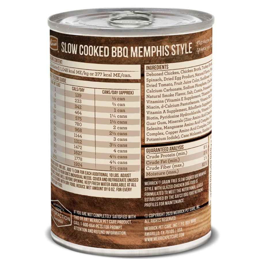 Dog Merrick Wet Food | Merrick Grain Free Slow Cooked Bbq Memphis Style Chicken Recipe Canned Dog Food