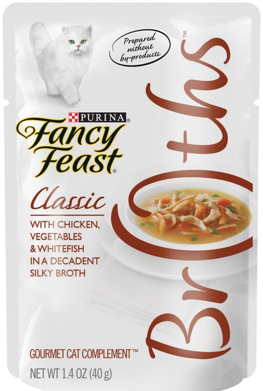 Cat Fancy Feast Wet Food | Fancy Feast Broths Classic Chicken, Vegetables & Whitefish Supplemental Cat Food Pouches