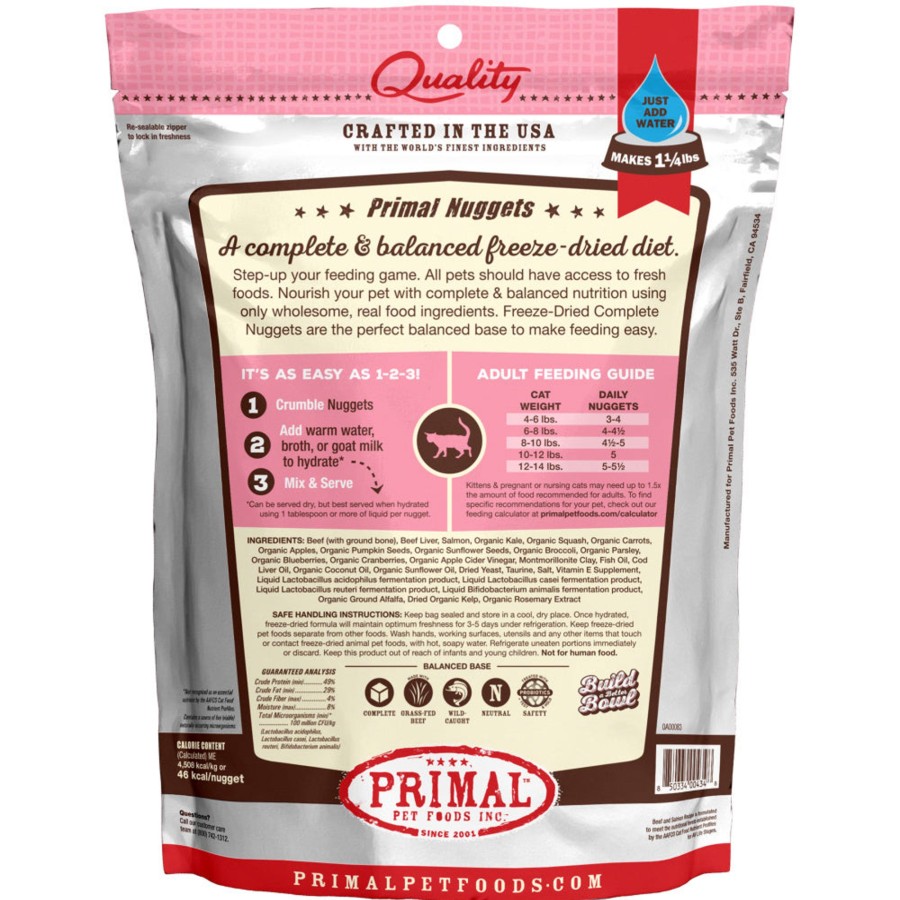 Cat Primal Freeze Dried | Primal Freeze Dried Nuggets Grain Free Beef & Salmon Formula Cat Food