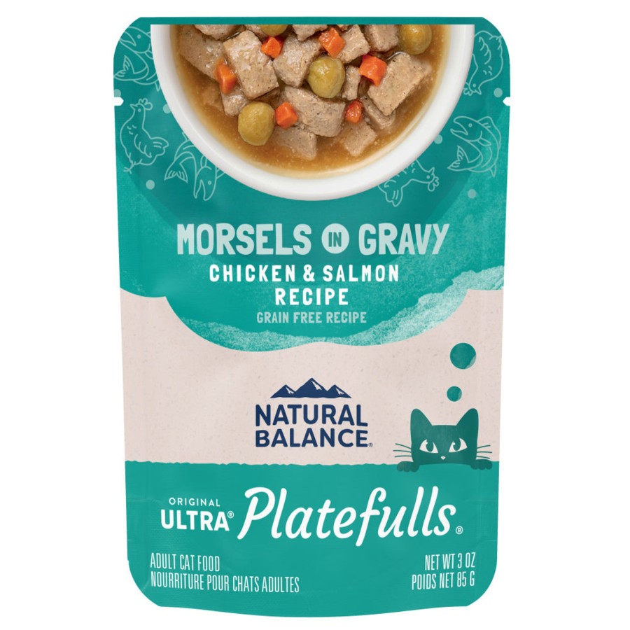 Cat Natural Balance Wet Food | Natural Balance Original Ultra Platefulls Chicken & Salmon Recipe Morsels In Gravy Wet Cat Food Pouches