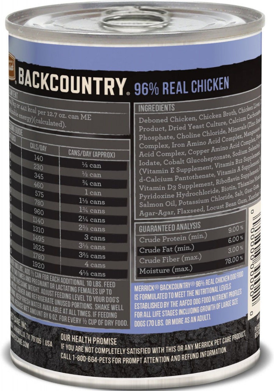 Dog Merrick | Merrick Backcountry Grain Free Backcountry 96% Chicken Recipe Canned Dog Food