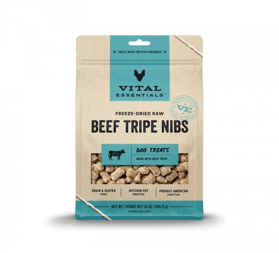 Dog Vital Essentials | Vital Essentials Freeze Dried Beef Tripe Nibblets Grain Free Limited Ingredient Dog Treats