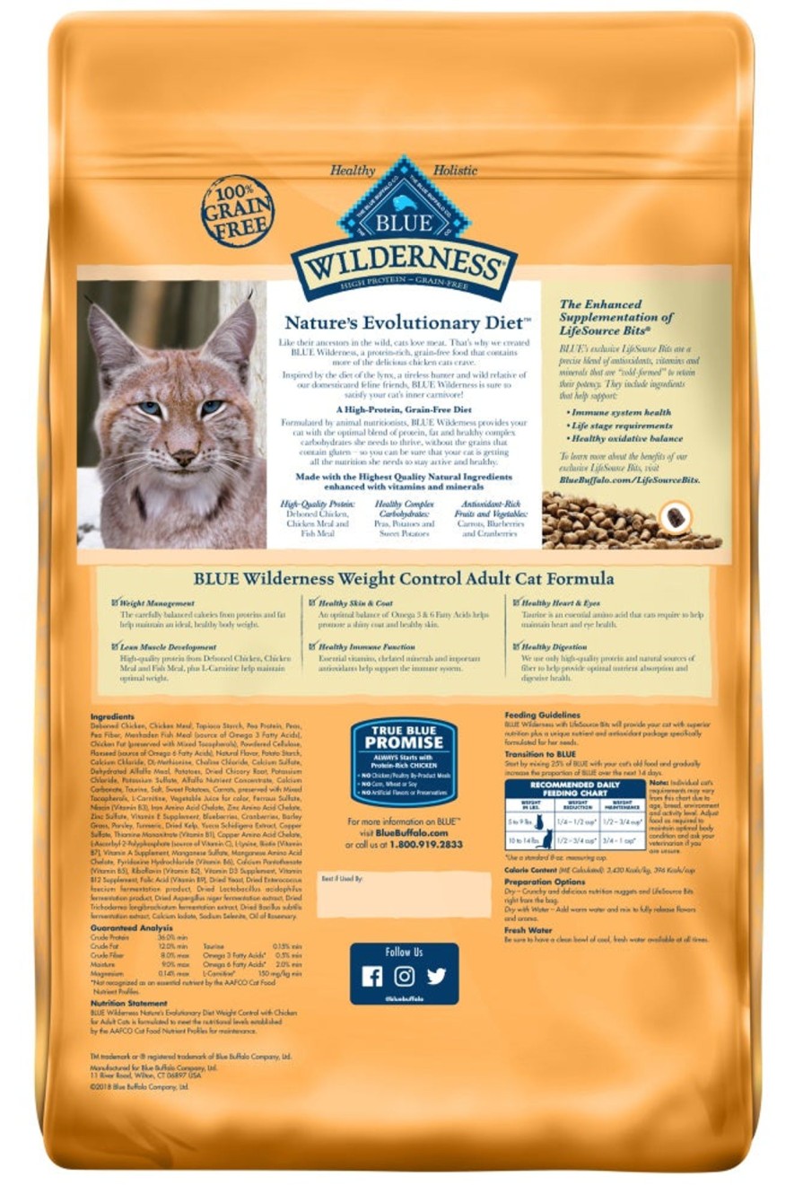 Cat Blue Buffalo Dry Food | Blue Buffalo Wilderness High-Protein Grain-Free Adult Weight Control Chicken Recipe Dry Cat Food