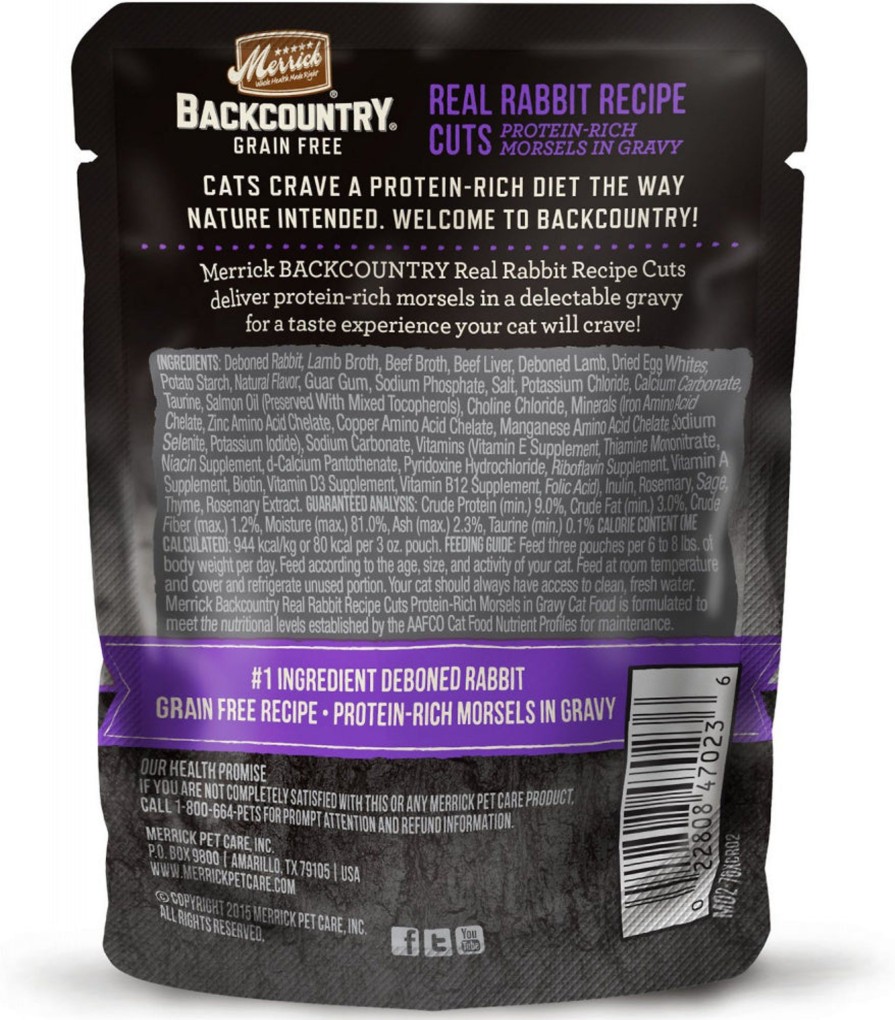 Cat Merrick Wet Food | Merrick Backcountry Grain Free Real Rabbit Cuts Recipe Cat Food Pouch