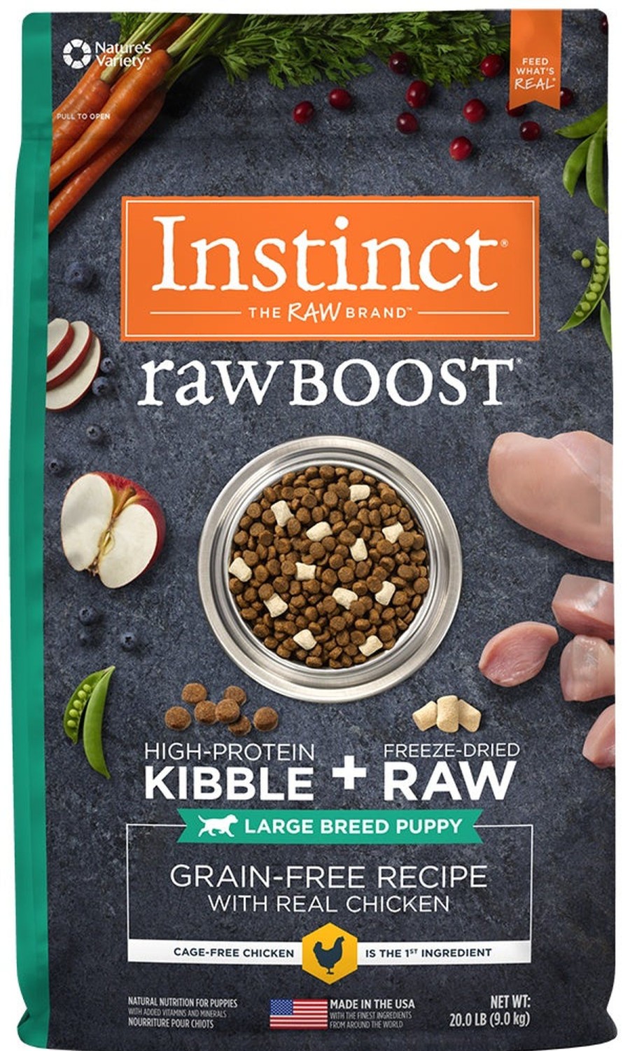 Dog Nature's Variety Freeze Dried | Instinct Raw Boost Grain Free Large Breed Puppy Chicken Meal Formula Dry Dog Food