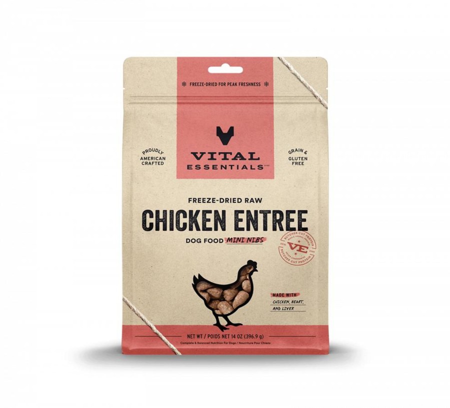 Dog Vital Essentials | Vital Essentials Freeze Dried Grain Free Chicken Mini Nibs Entree For Dogs Food