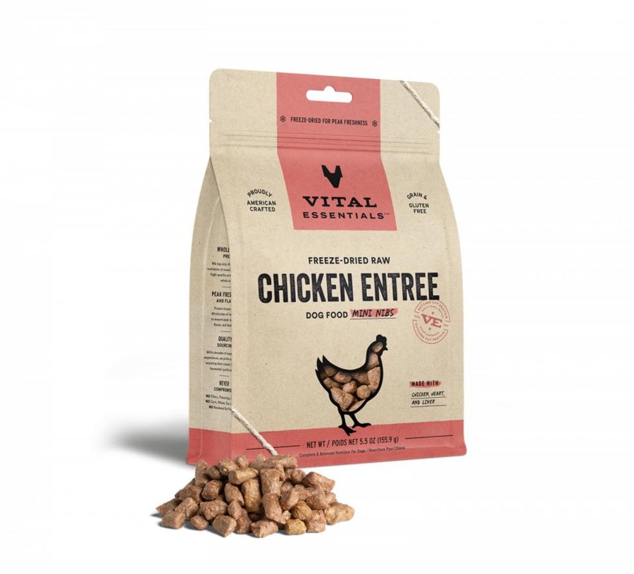 Dog Vital Essentials | Vital Essentials Freeze Dried Grain Free Chicken Mini Nibs Entree For Dogs Food