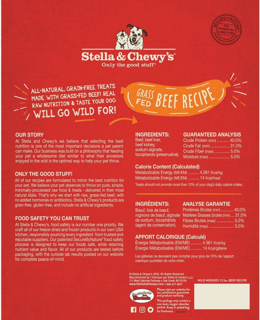 Dog Stella u0026 Chewy's | Stella & Chewy'S Wild Weenies Raw Beef Freeze Dried Raw Dog Treats