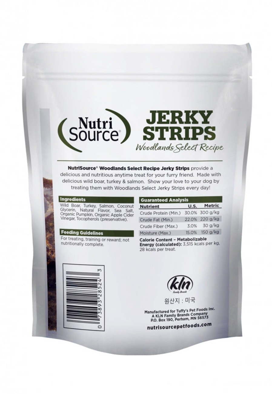 Dog NutriSource | Nutrisource Woodlands Select Jerky Strips 90% Wild Boar, Turkey, & Salmon Grain Free Dog Treats