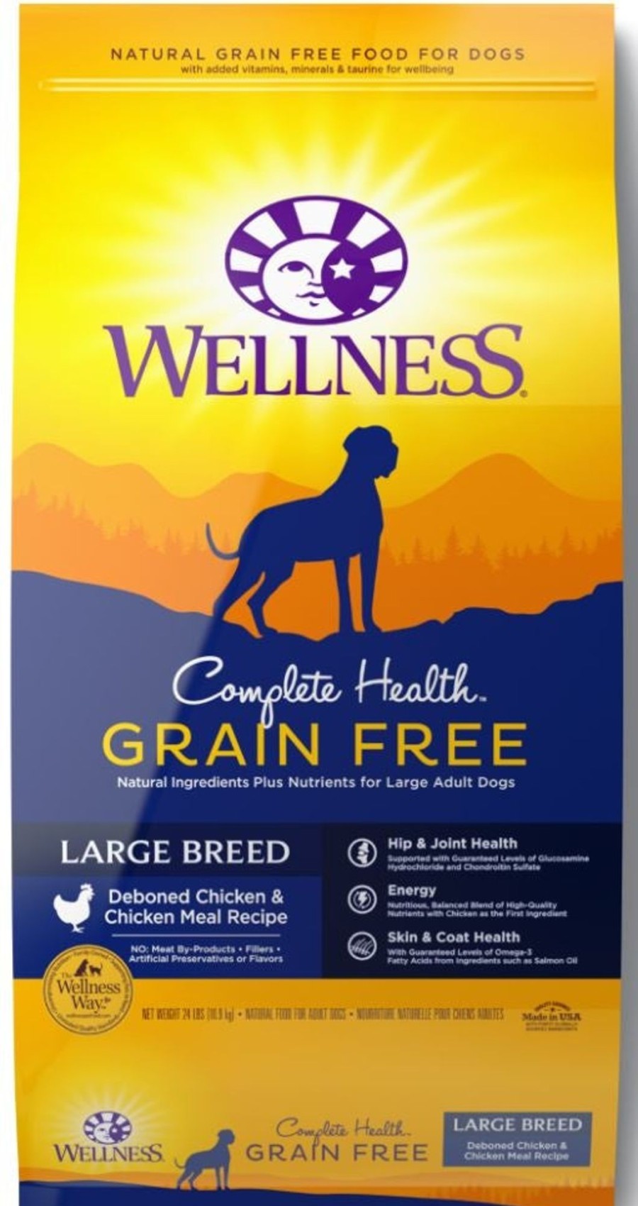 Dog Wellness | Wellness Complete Health Grain Free Large Breed Deboned Chicken And Chicken Meal Recipe Dry Dog Food