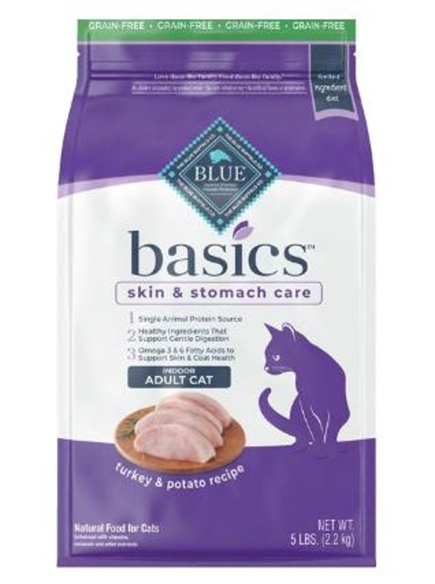 Cat Blue Buffalo Dry Food | Blue Buffalo Basics Skin & Stomach Care Grain-Free Indoor Adult Turkey & Potato Recipe Dry Cat Food