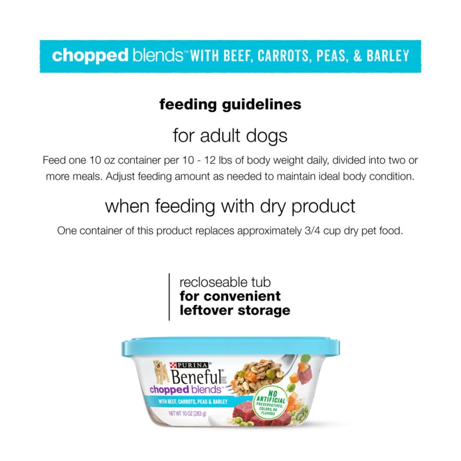 Dog Beneful | Beneful Chopped Blends With Beef, Carrots, Peas & Barley Wet Dog Food Tubs