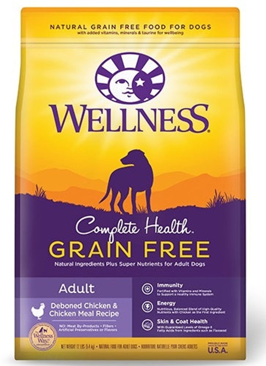 Dog Wellness Dry Food | Wellness Complete Health Natural Adult Grain Free Deboned Chicken And Chicken Meal Recipe Dry Dog Food