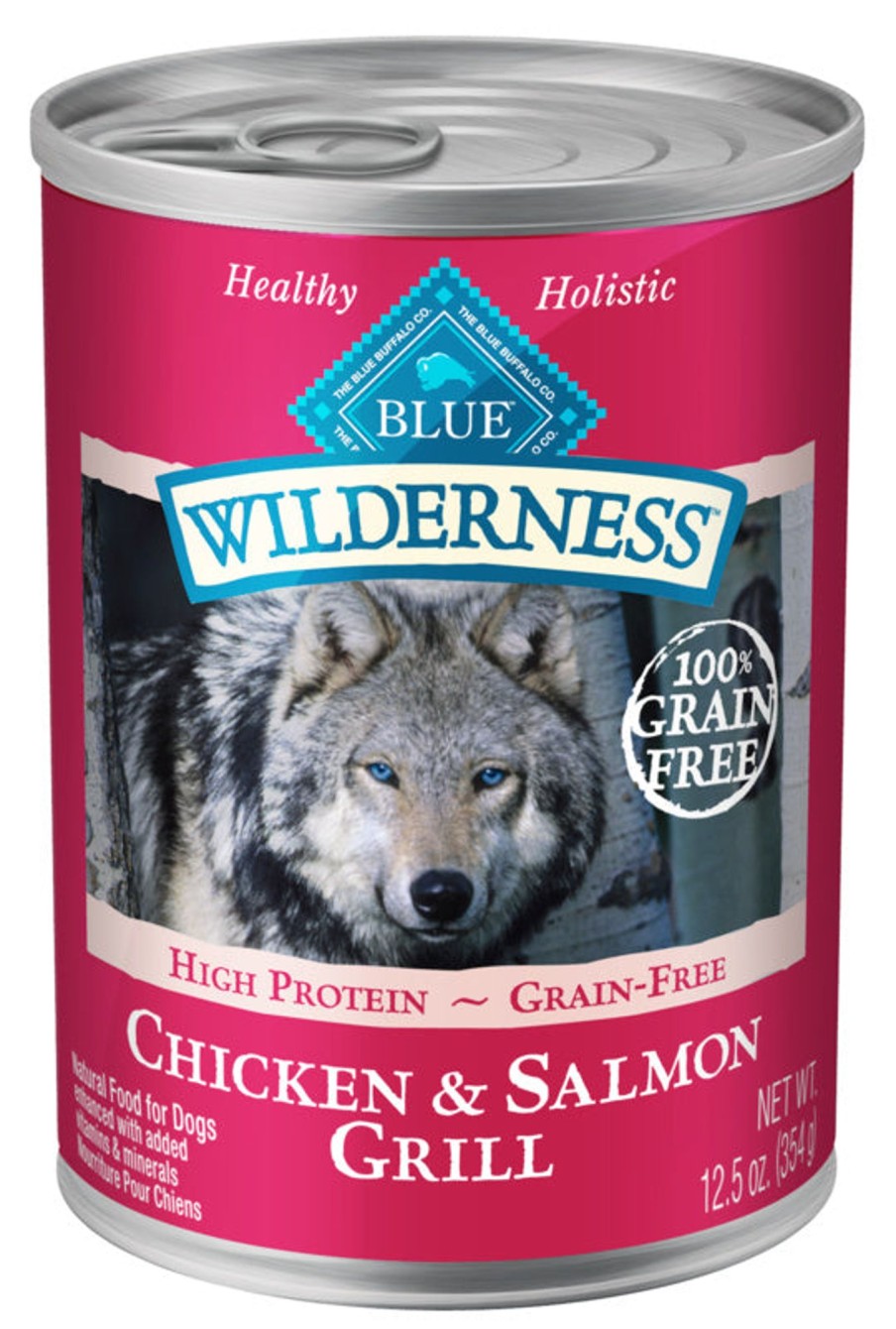 Dog Blue Buffalo Wet Food | Blue Buffalo Wilderness High-Protein Grain-Free Chicken & Salmon Grill Adult Canned Dog Food