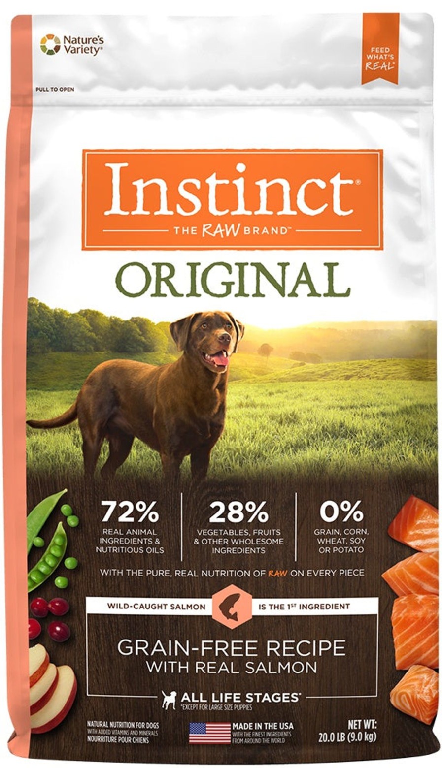 Dog Nature's Variety Freeze Dried | Instinct Original Grain Free Recipe With Real Salmon Natural Dry Dog Food