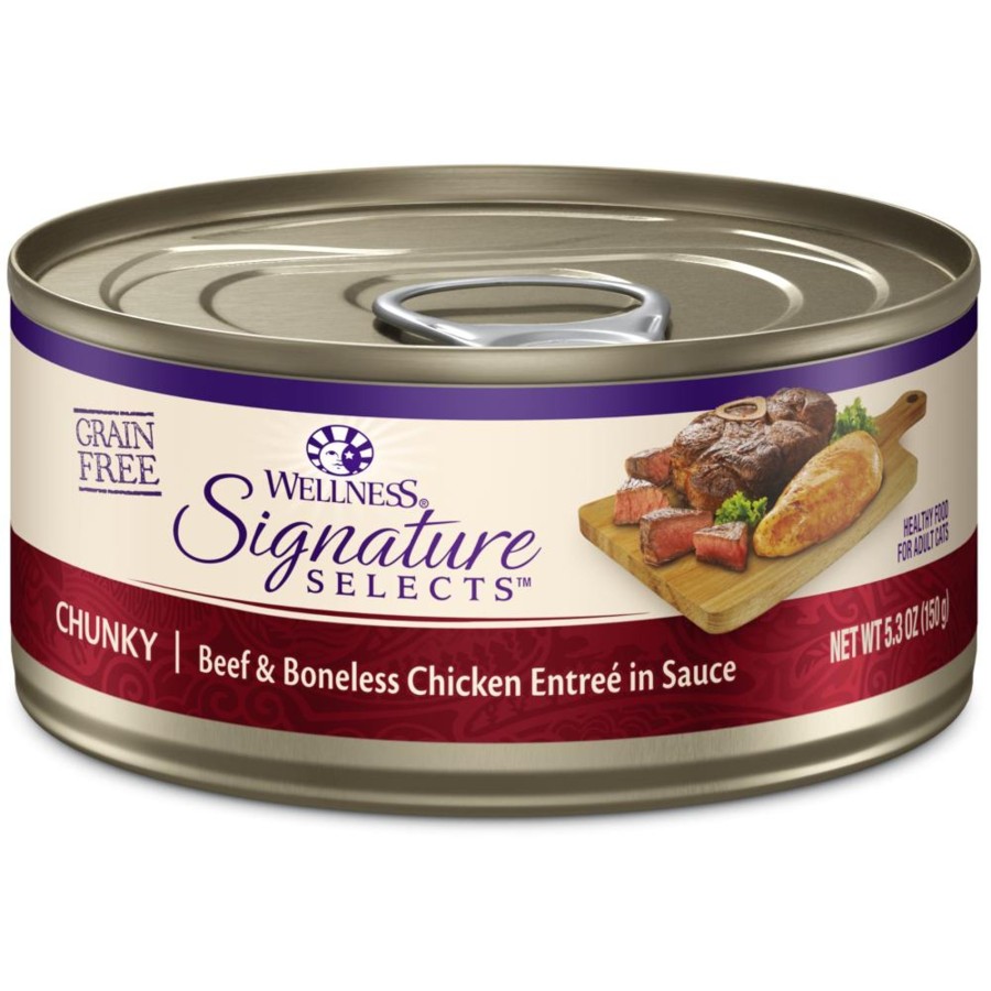 Cat Wellness Wet Food | Wellness Core Signature Selects Natural Grain Free Wet Canned Cat Food, Chunky Beef & Chicken