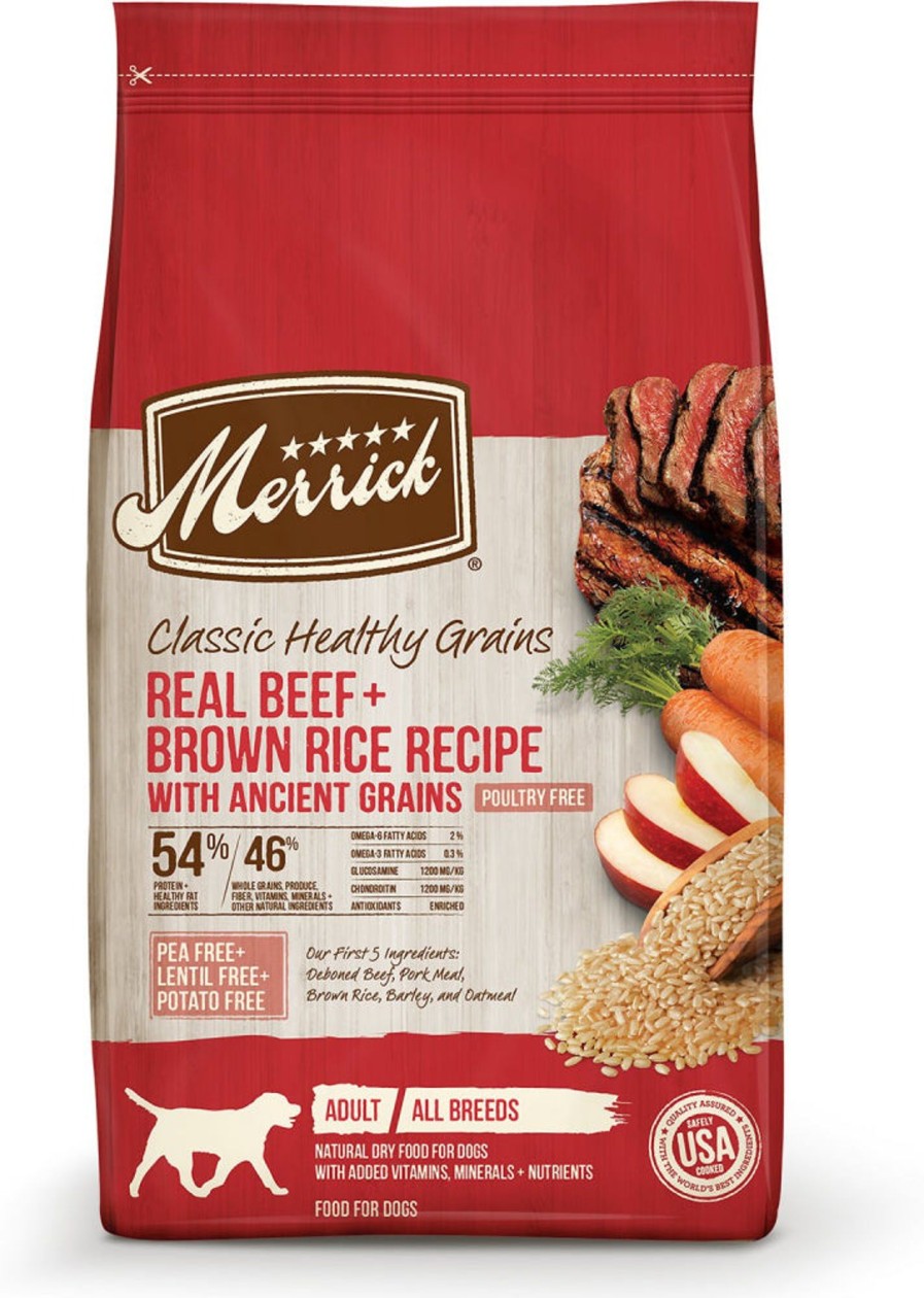 Dog Merrick Dry Food | Merrick Healthy Grains Premium Adult Dry Dog Food, Wholesome And Natural Kibble With Beef And Brown Rice