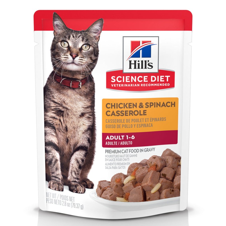 Cat Hill's Science Diet Wet Food | Hill'S Science Diet Chicken & Spinach Casserole Adult Wet Cat Food