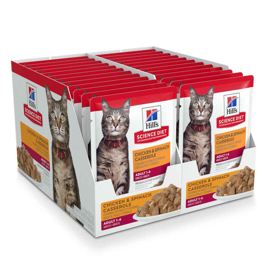 Cat Hill's Science Diet Wet Food | Hill'S Science Diet Chicken & Spinach Casserole Adult Wet Cat Food