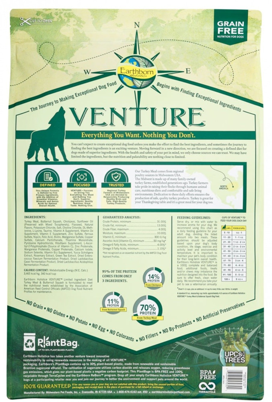 Dog Earthborn Holistic | Earthborn Holistic Venture Limited Ingredient Grain Free Turkey Meal And Pumpkin Dry Dog Food