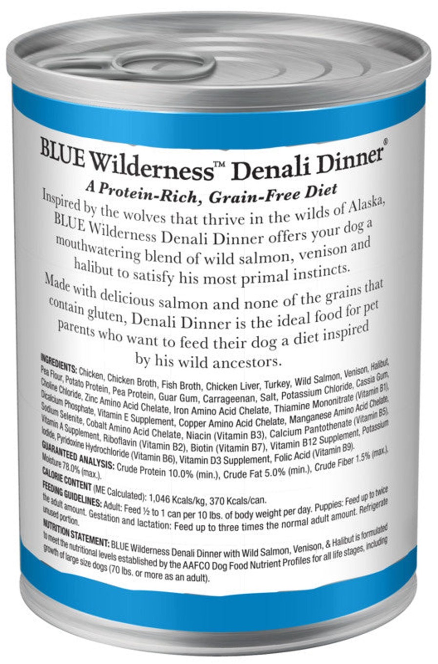 Dog Blue Buffalo | Blue Buffalo Wilderness Grain Free Denali Dinner With Salmon, Venison & Halibut Canned Dog Food