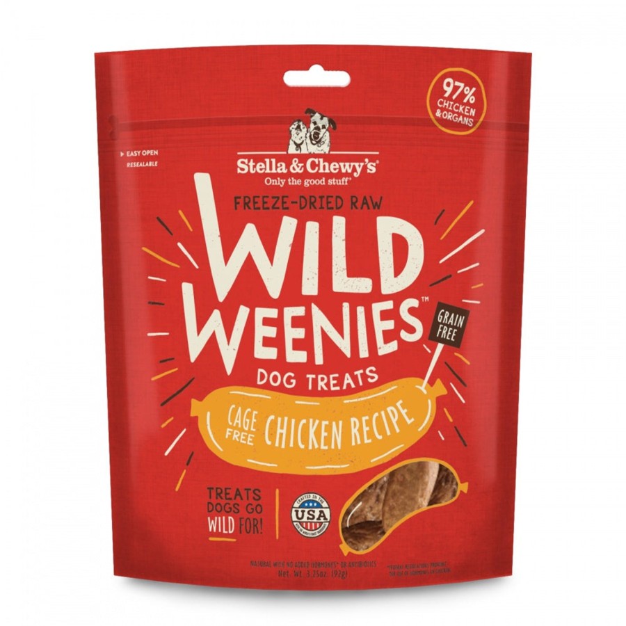 Dog Stella u0026 Chewy's | Stella & Chewy'S Wild Weenies Grain Free Chicken Recipe Freeze Dried Raw Dog Treats