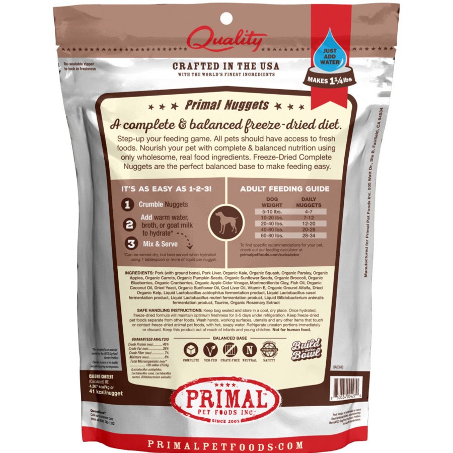 Dog Primal | Primal Freeze-Dried Nuggets Grain Free Pork Formula Complete Diet Dog Food