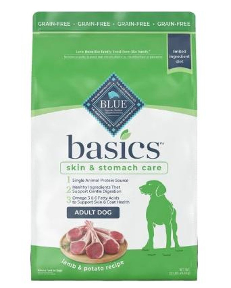 Dog Blue Buffalo Dry Food | Blue Buffalo Basics Adult Skin & Stomach Care Grain-Free Lamb & Potato Recipe Dry Dog Food