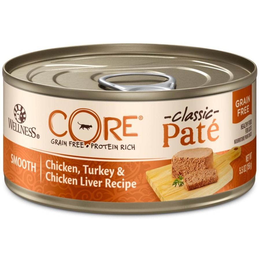 Cat Wellness Wet Food | Wellness Core Grain Free Natural Chicken, Turkey And Chicken Liver Smooth Pate Wet Canned Cat Food