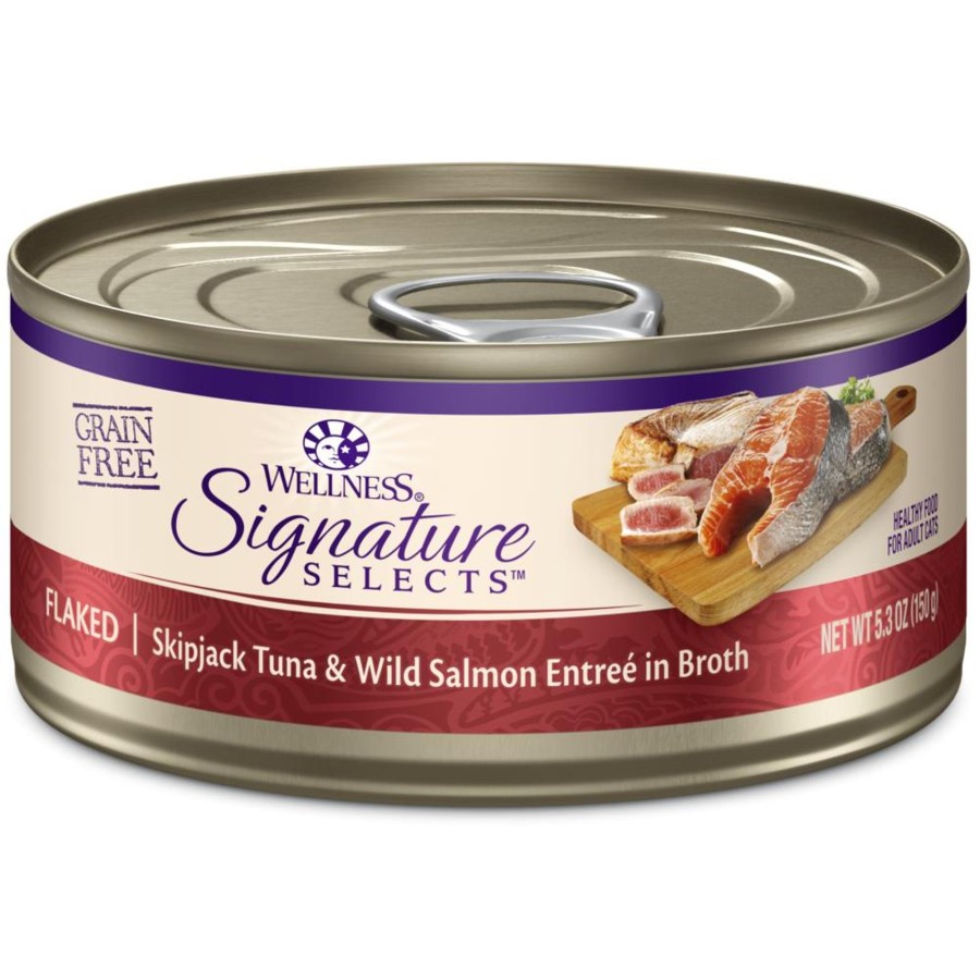 Cat Wellness Wet Food | Wellness Signature Selects Grain Free Natural Skipjack Tuna With Wild Salmon Entree In Broth Wet Canned Cat Food