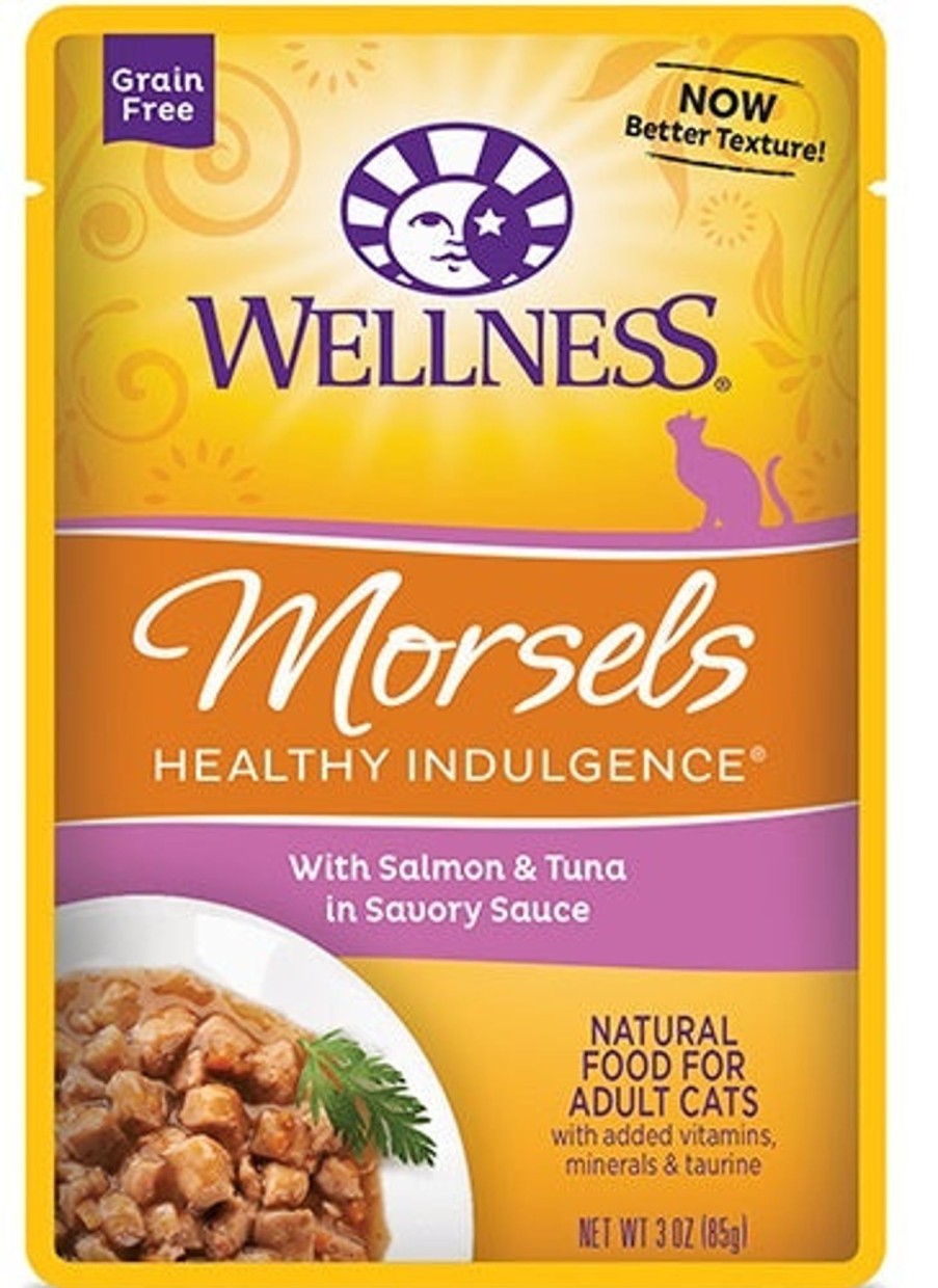 Cat Wellness Wet Food | Wellness Healthy Indulgence Natural Grain Free Morsels With Salmon And Tuna In Savory Sauce Cat Food Pouch